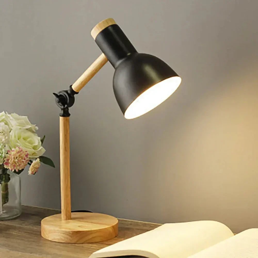 Adjustable Desk Lamp with Mid Century Modern Swing Arm and Wood Metal Design - Image 5