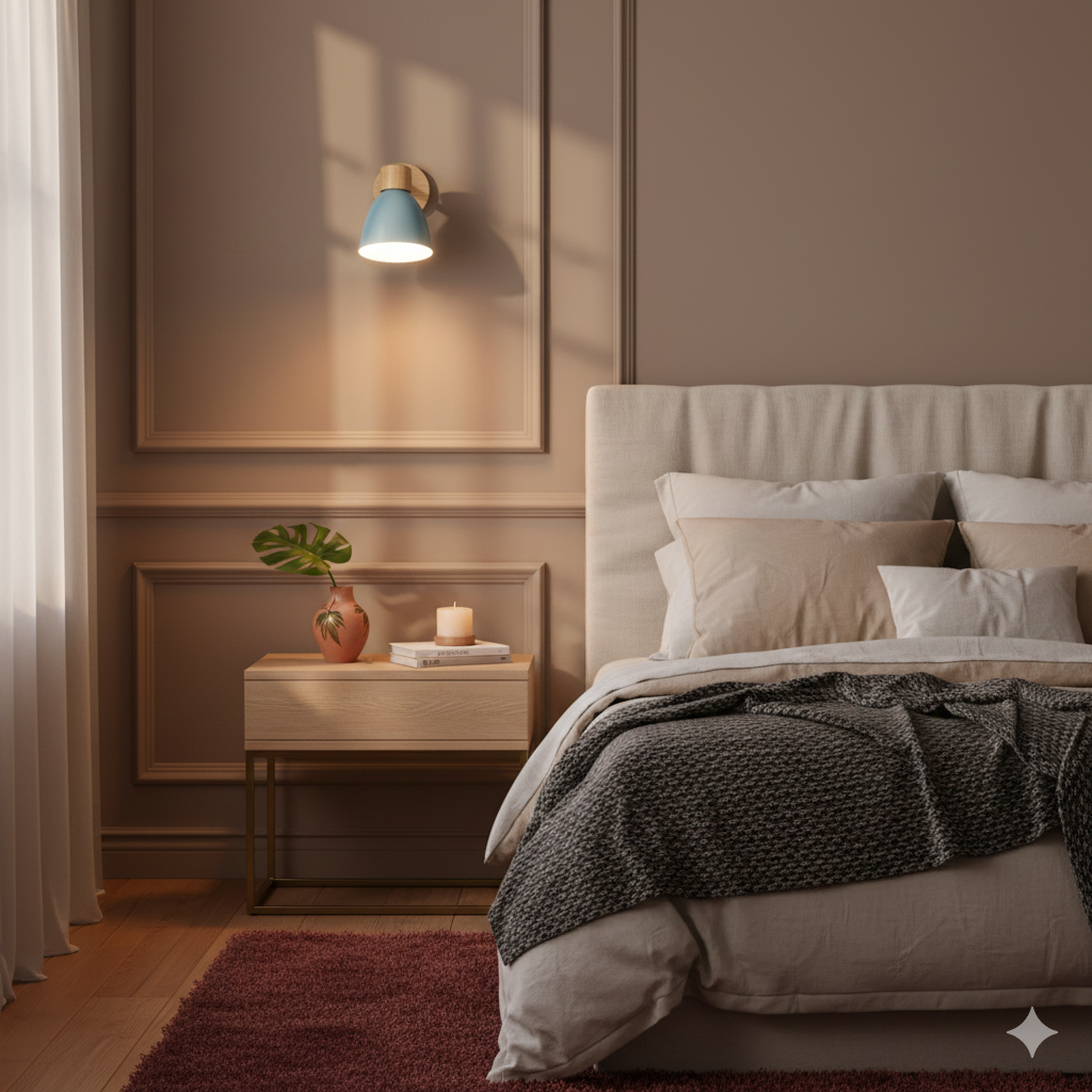 Adjustable Wall Sconce with Wooden Base and Metal Shade Swing Arm Reading Lamp - Image 14