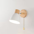 Adjustable Wall Sconce with Wooden Base and Metal Shade Swing Arm Reading Lamp - Image 17