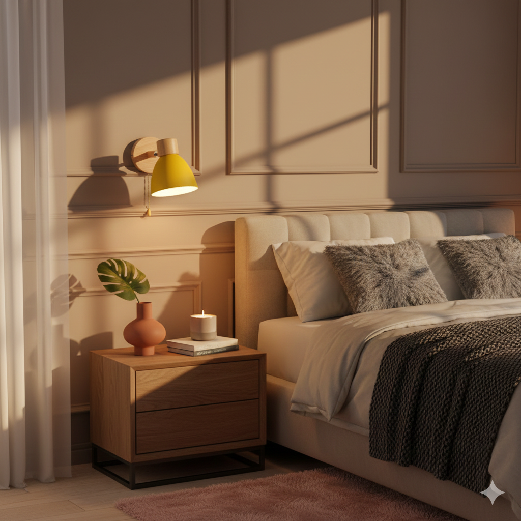 Adjustable Wall Sconce with Wooden Base and Metal Shade Swing Arm Reading Lamp - Image 22
