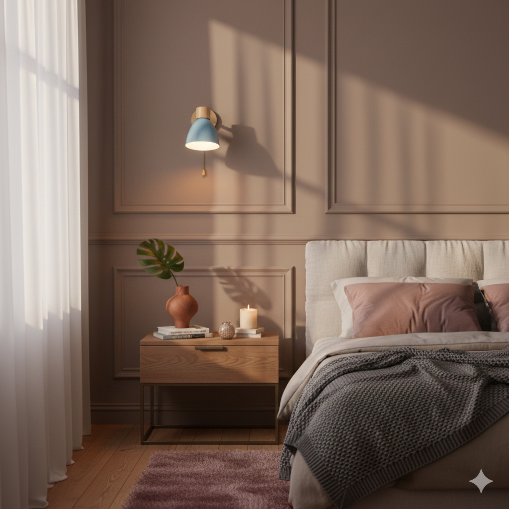 Adjustable Wall Sconce with Wooden Base and Metal Shade Swing Arm Reading Lamp - Image 26