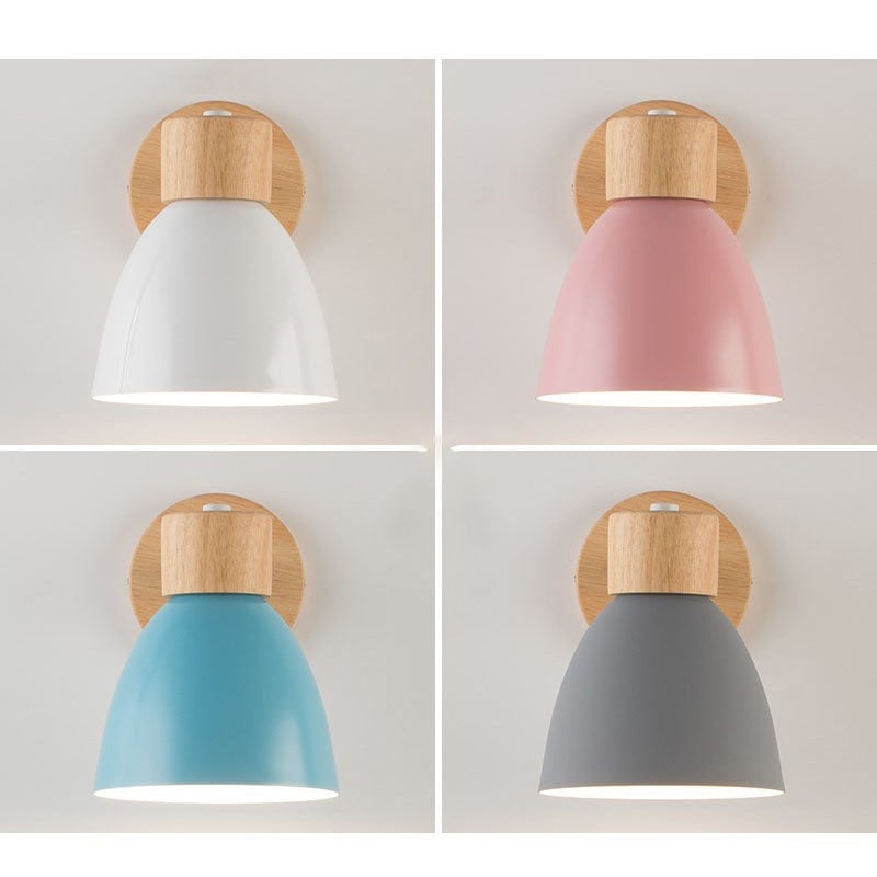 Adjustable Wall Sconce with Wooden Base and Metal Shade Swing Arm Reading Lamp - Image 29