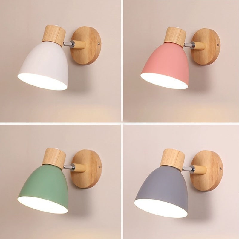 Adjustable Wall Sconce with Wooden Base and Metal Shade Swing Arm Reading Lamp - Image 30