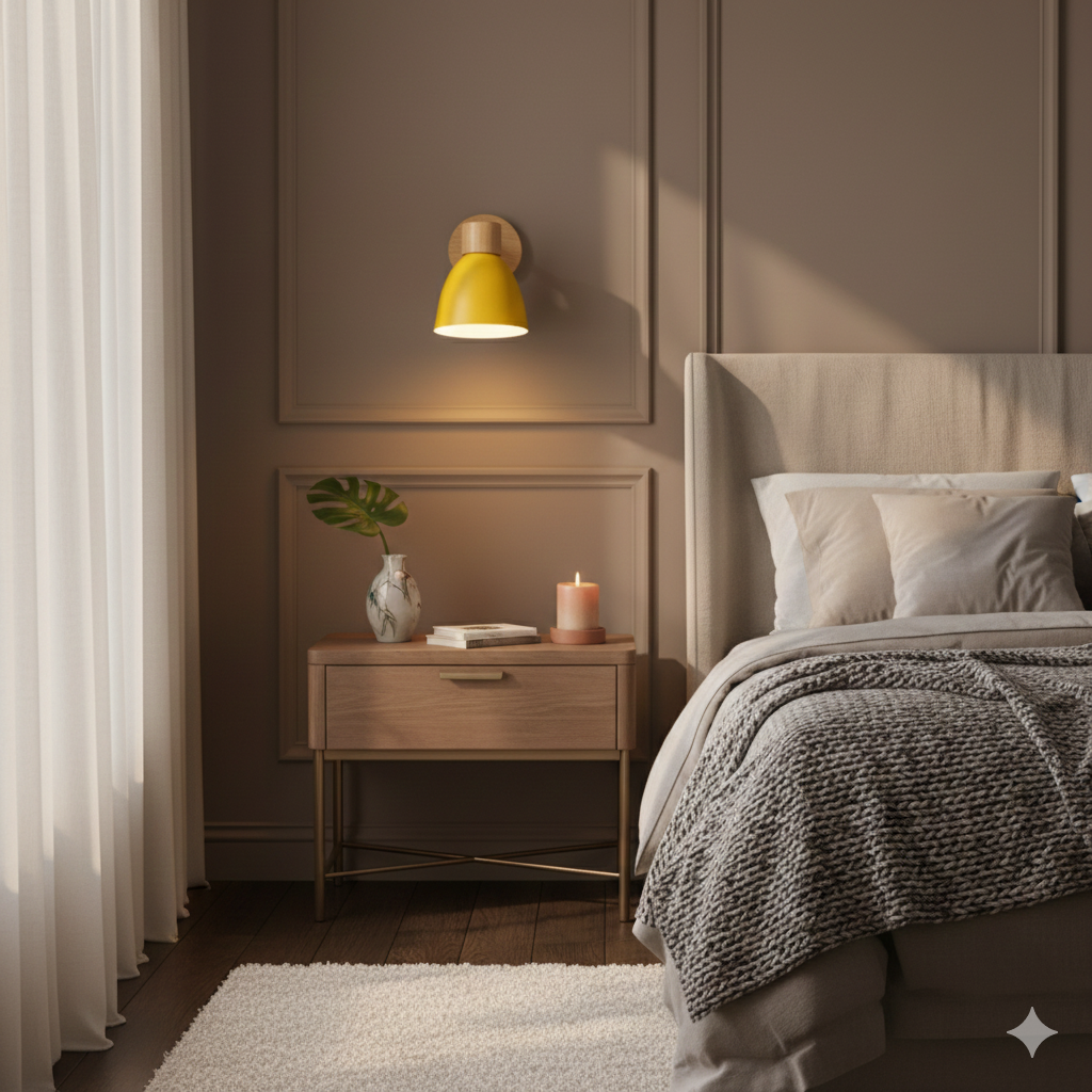 Adjustable Wall Sconce with Wooden Base and Metal Shade Swing Arm Reading Lamp - Image 6