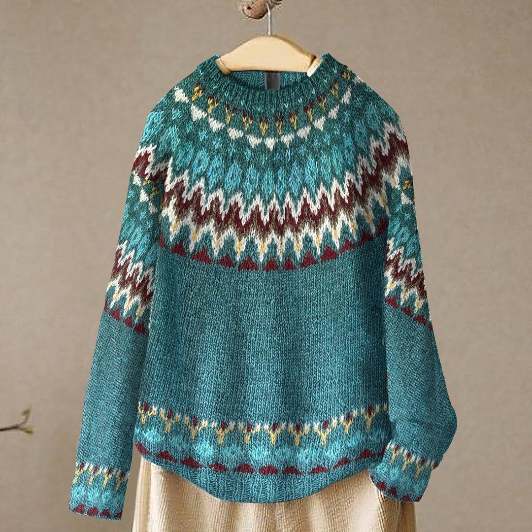 Women's Fair Isle Knit Jumper Geometric Pattern