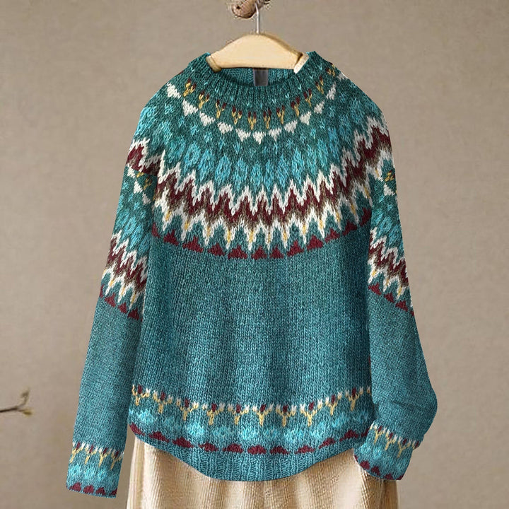 Women's Fair Isle Knit Jumper Geometric Pattern