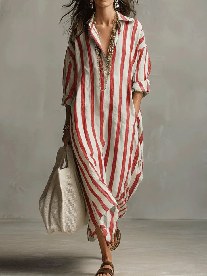Women's Striped Long Shirt Dress