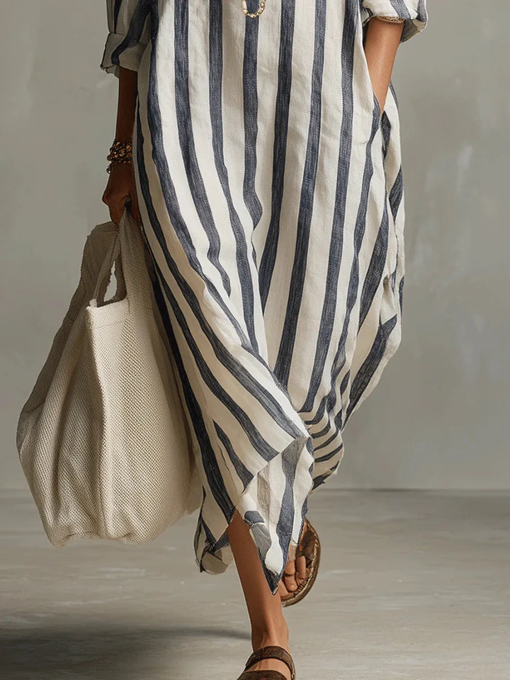 Women's Striped Long Shirt Dress