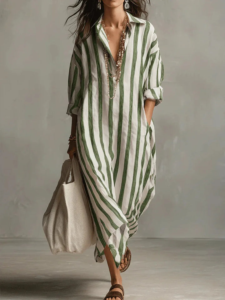 Women's Striped Long Shirt Dress