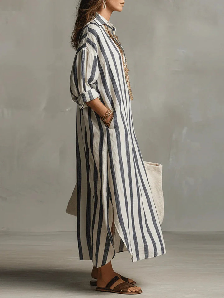 Women's Striped Long Shirt Dress