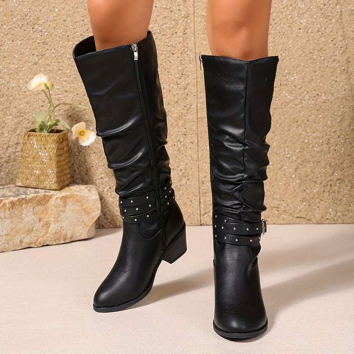 Women's Buckle Knee High Boots