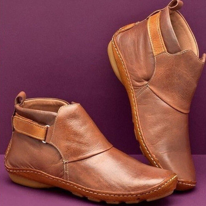 Women's Leather Strap Ankle Boots
