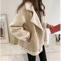 Manteau teddy en fausse peau lainée pour femme