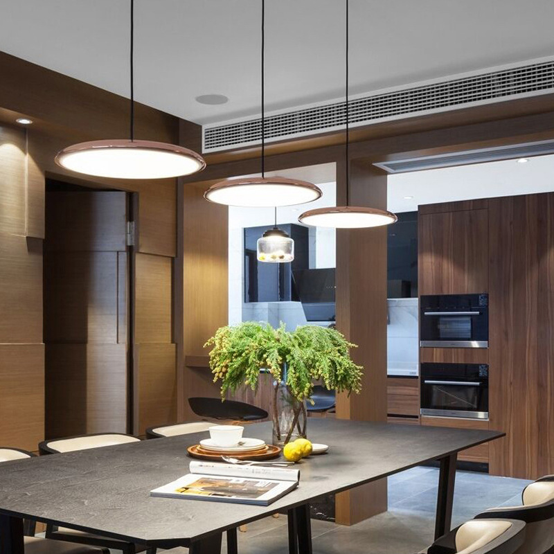 Bathroom Pendant Light Fixtures with Modern Minimalist Saucer Shade and Integrated LED - Image 4