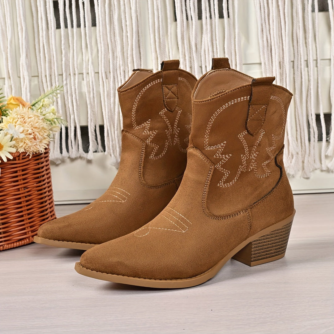 Women's Embroidered Western Ankle Boots