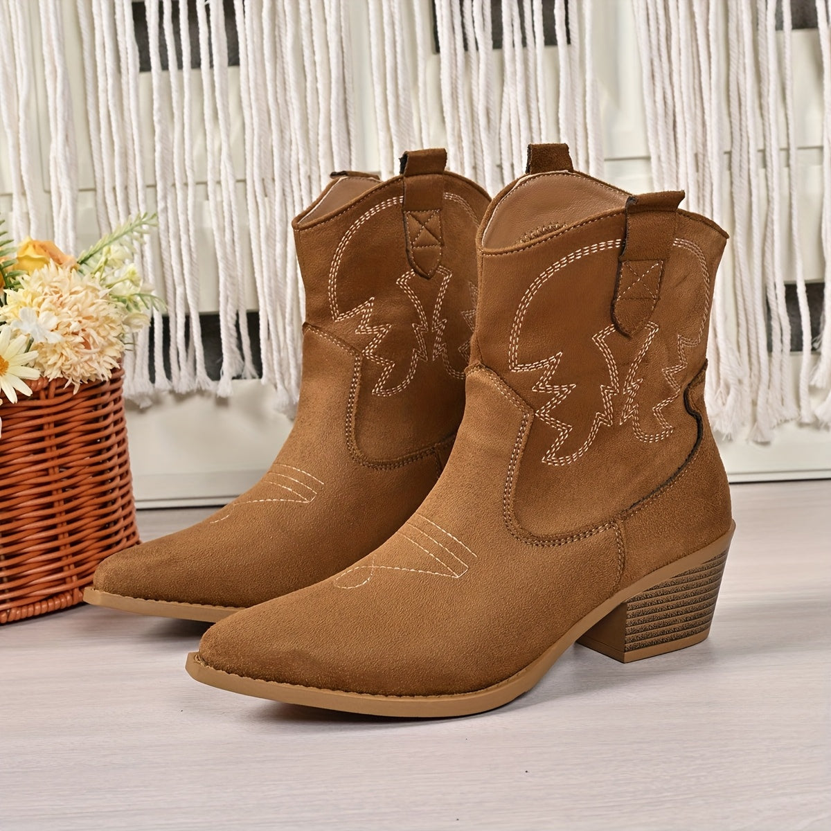 Bottines western brodées pour femme