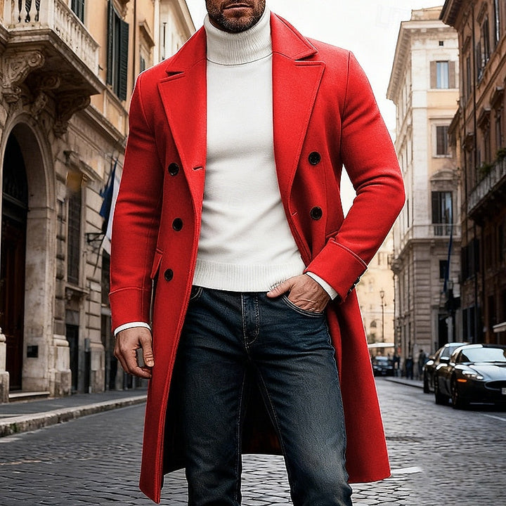 Men's Double Breasted Long Overcoat