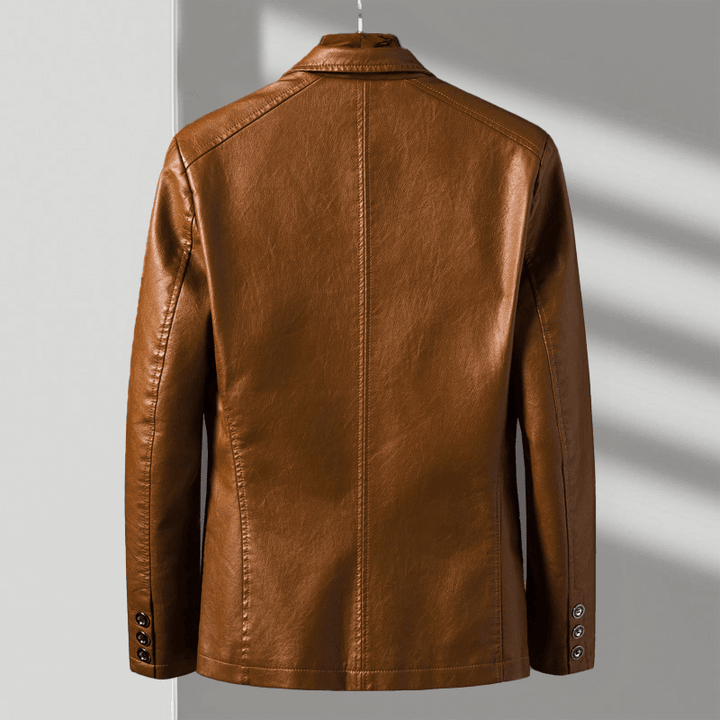 Men's Leather Blazer with Tailored Fit