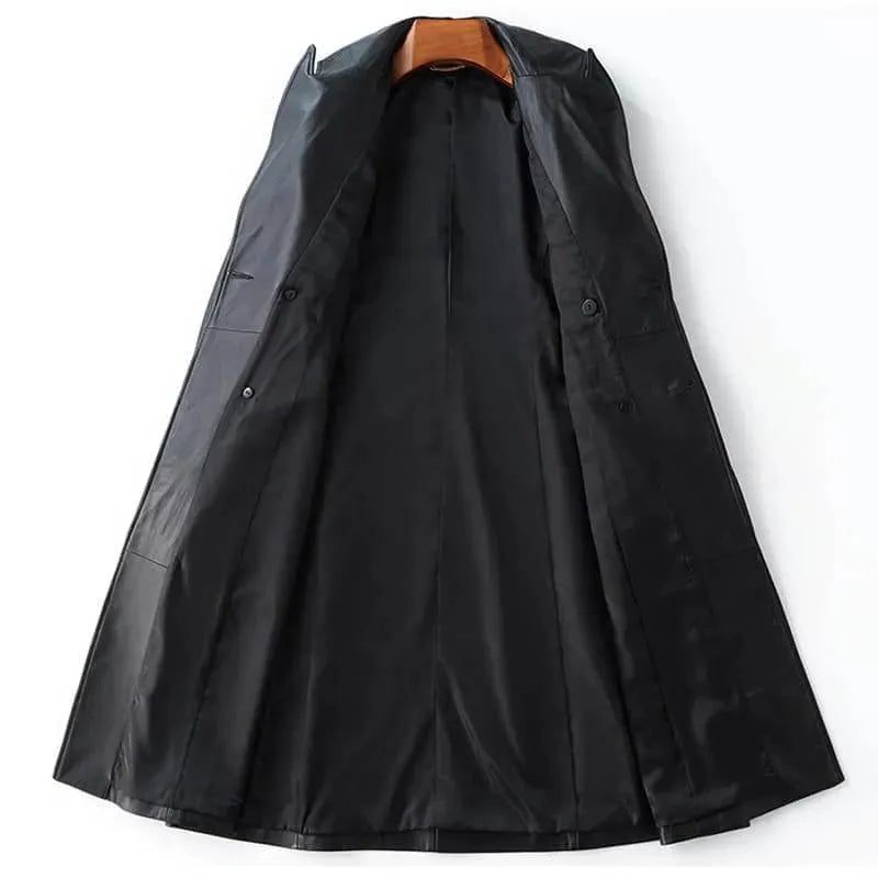 Women's Leather Double Breasted Trench Coat