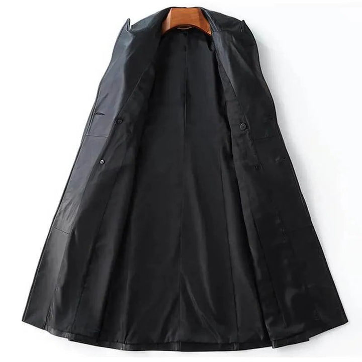 Women's Leather Double Breasted Trench Coat