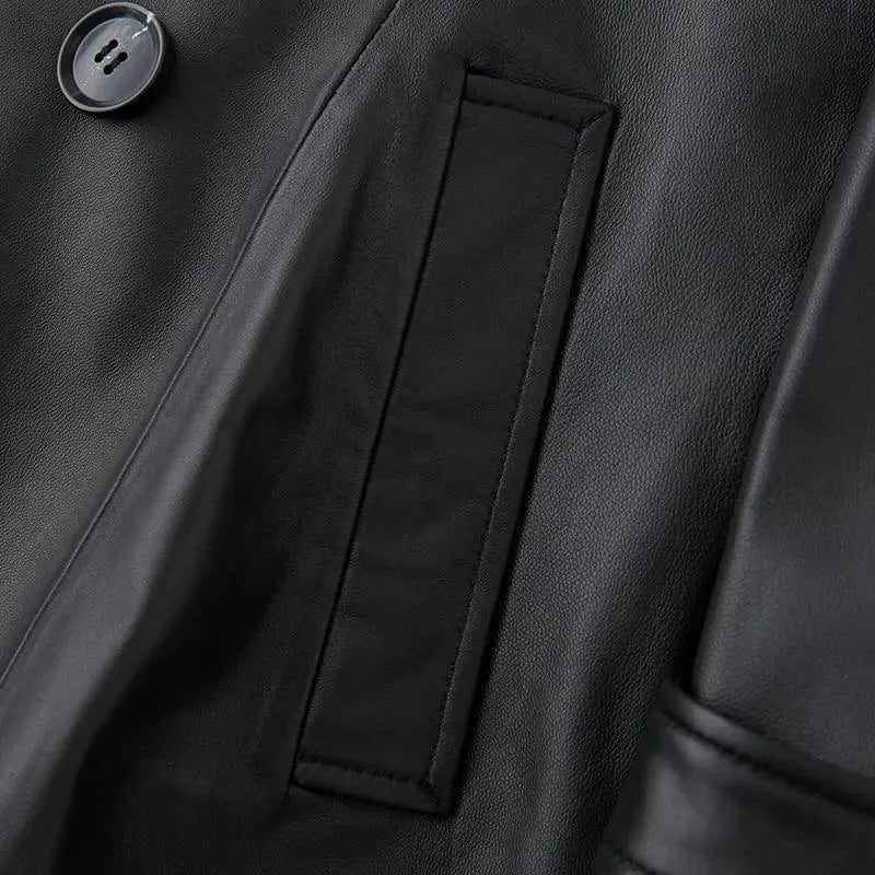 Women's Leather Double Breasted Trench Coat