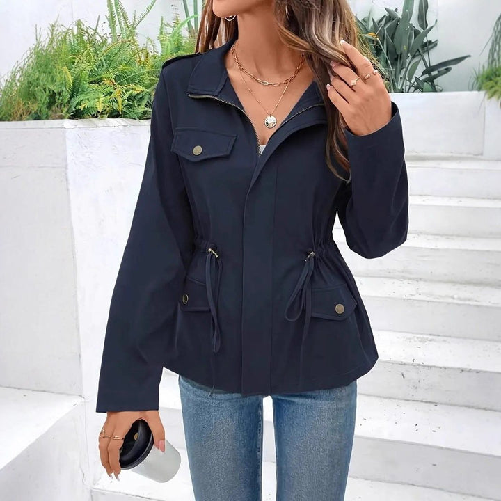 Women's Belted Zip Up Raincoat