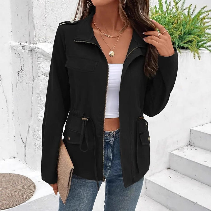 Women's Belted Zip Up Raincoat