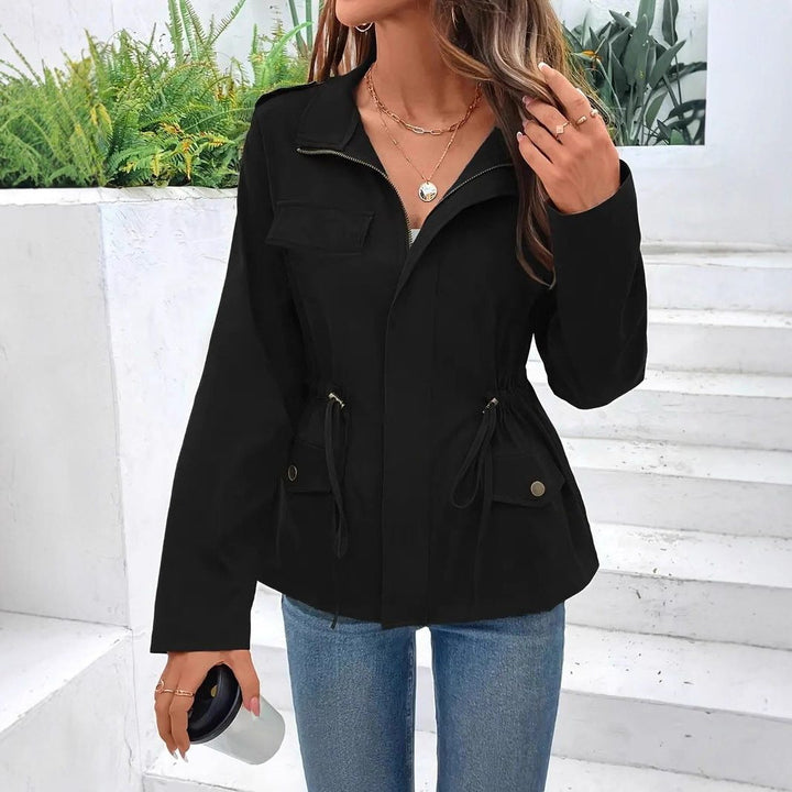 Women's Belted Zip Up Raincoat