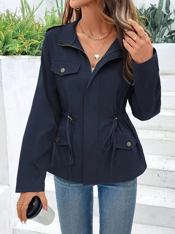 Women's Belted Zip Up Raincoat