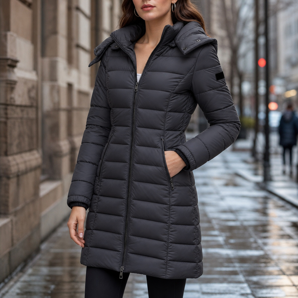 Women's Mid-Length Hooded Puffer Jacket