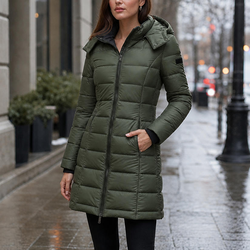 Women's Mid-Length Hooded Puffer Jacket