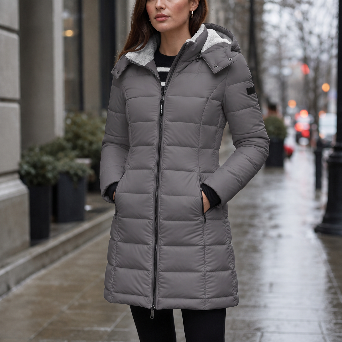 Women's Mid-Length Hooded Puffer Jacket