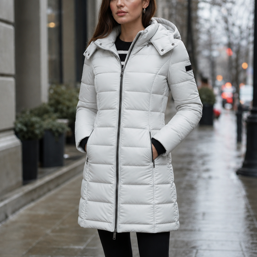 Women's Mid-Length Hooded Puffer Jacket