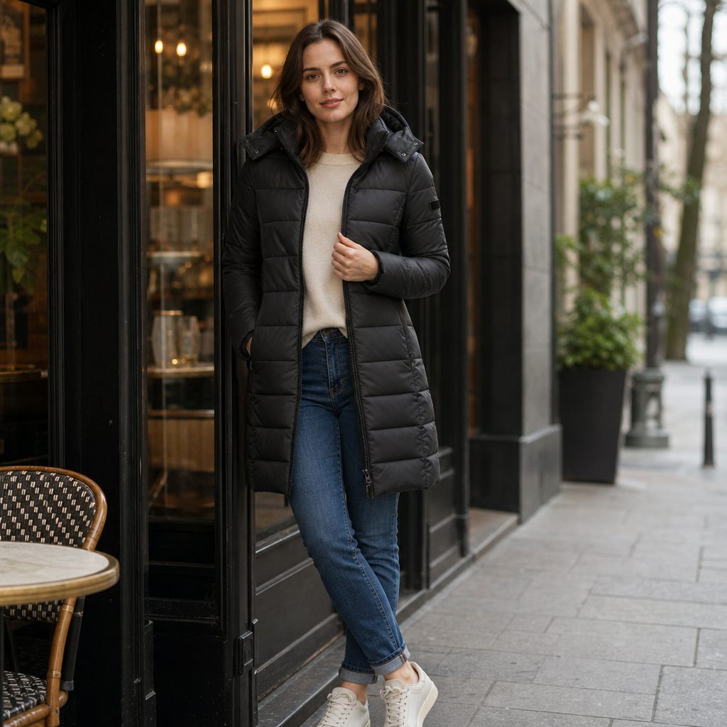 Women's Mid-Length Hooded Puffer Jacket