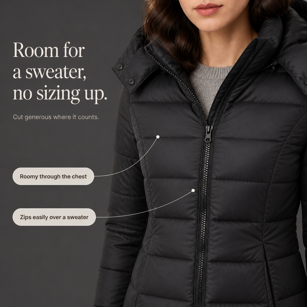 Women's Mid-Length Hooded Puffer Jacket