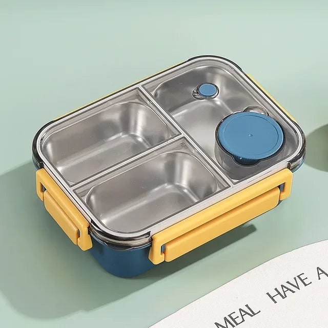 Bento Lunch Box with Stainless Steel Compartments and Leak-Proof Snap Latch Lid - Image 1