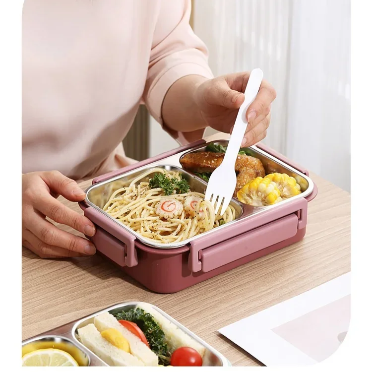 Bento Lunch Box with Stainless Steel Compartments and Leak-Proof Snap Latch Lid - Image 12