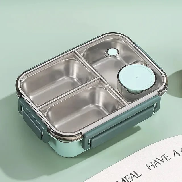 Bento Lunch Box with Stainless Steel Compartments and Leak-Proof Snap Latch Lid - Image 2