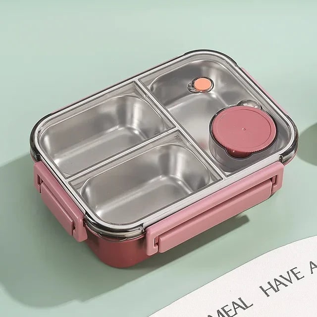 Bento Lunch Box with Stainless Steel Compartments and Leak-Proof Snap Latch Lid - Image 3