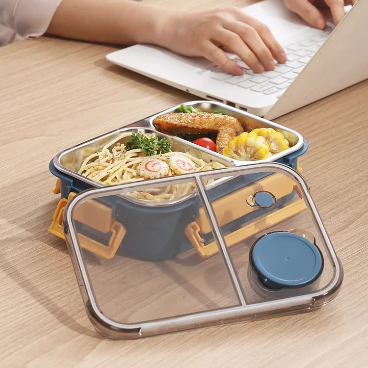 Bento Lunch Box with Stainless Steel Compartments and Leak-Proof Snap Latch Lid - Image 4