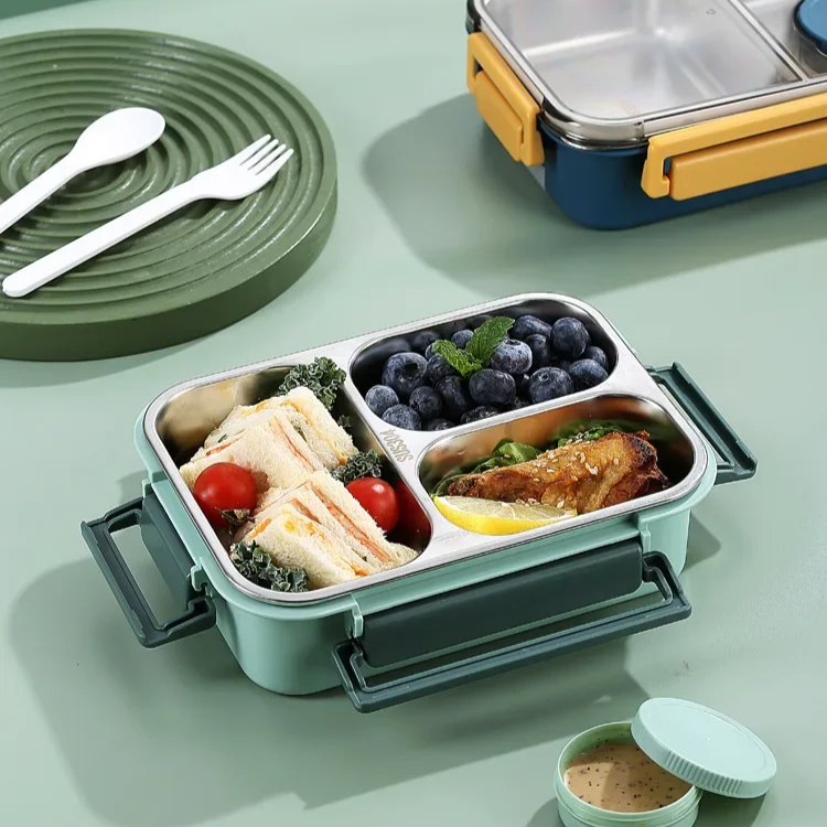 Bento Lunch Box with Stainless Steel Compartments and Leak-Proof Snap Latch Lid - Image 5