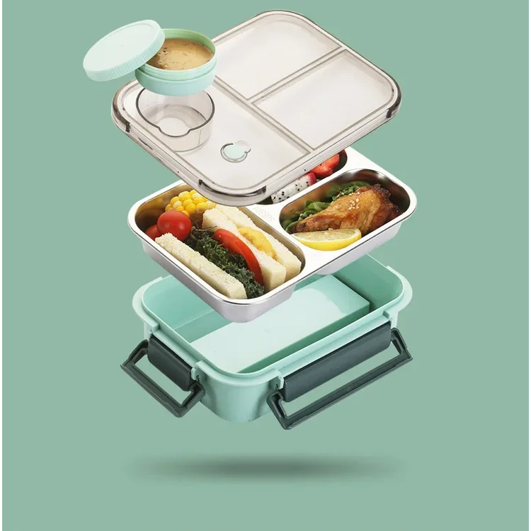 Bento Lunch Box with Stainless Steel Compartments and Leak-Proof Snap Latch Lid - Image 6
