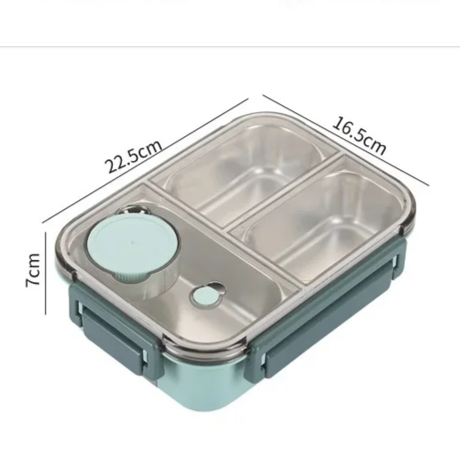 Bento Lunch Box with Stainless Steel Compartments and Leak-Proof Snap Latch Lid - Image 7