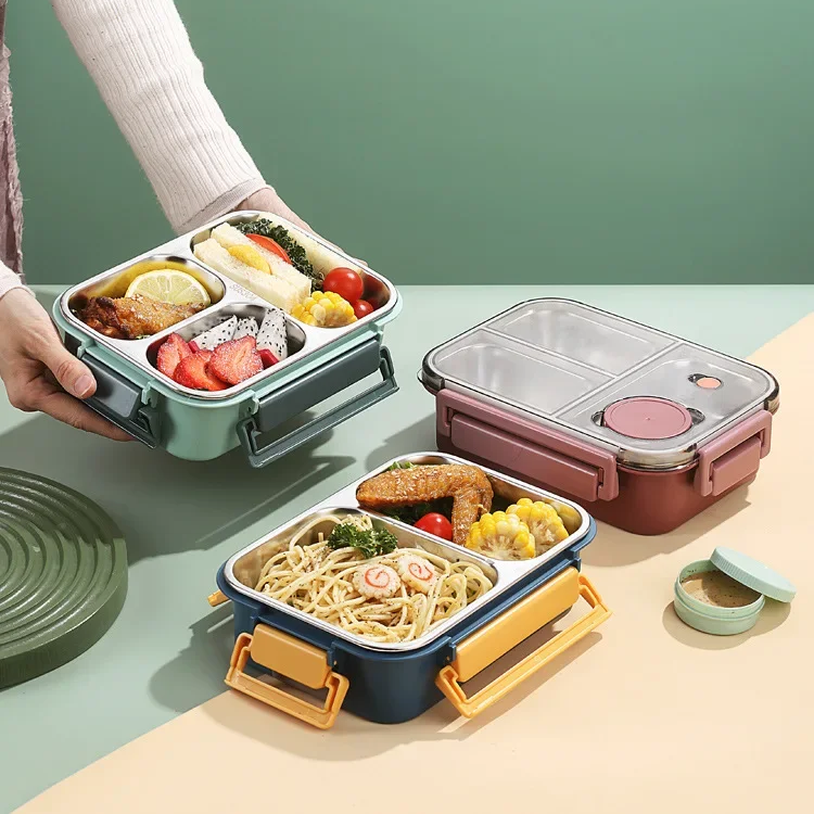 Bento Lunch Box with Stainless Steel Compartments and Leak-Proof Snap Latch Lid - Image 8