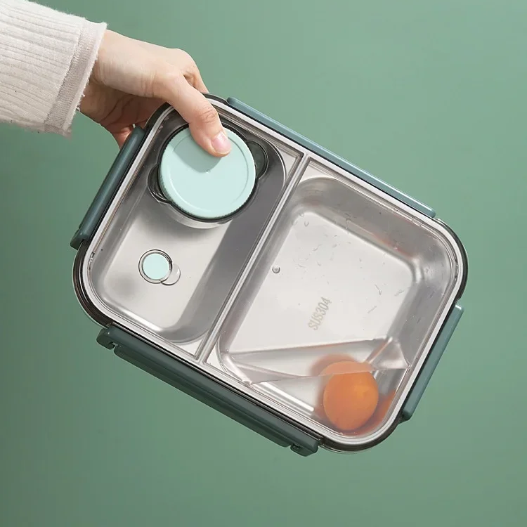 Bento Lunch Box with Stainless Steel Compartments and Leak-Proof Snap Latch Lid - Image 9