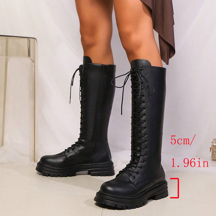 Women's Knee High Lace-Up Platform Boots