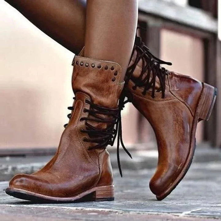 Women's Lace-Up Western Ankle Boots