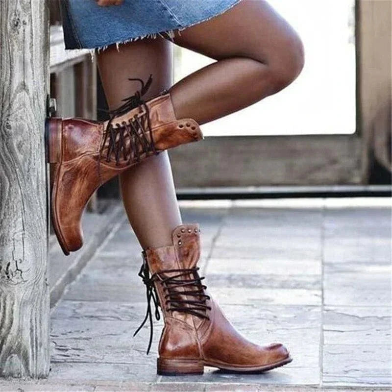 Women's Lace-Up Western Ankle Boots