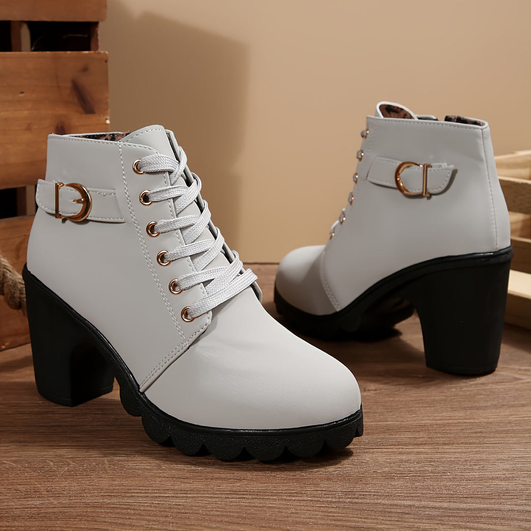 Women's Lace-Up Block Heel Ankle Boots
