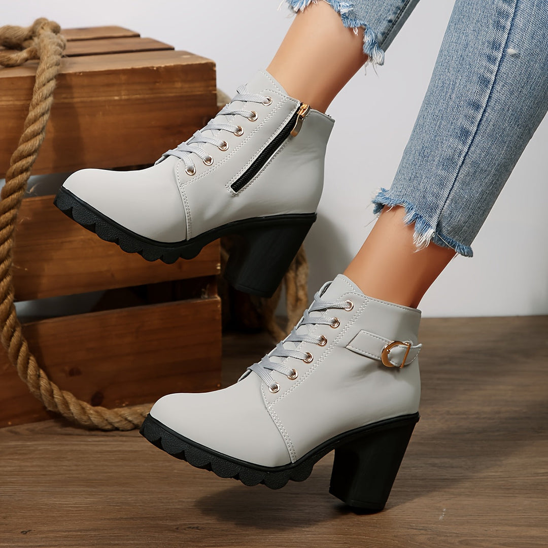 Women's Lace-Up Block Heel Ankle Boots